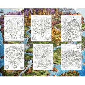 Cartes Fantasy à colorier A4